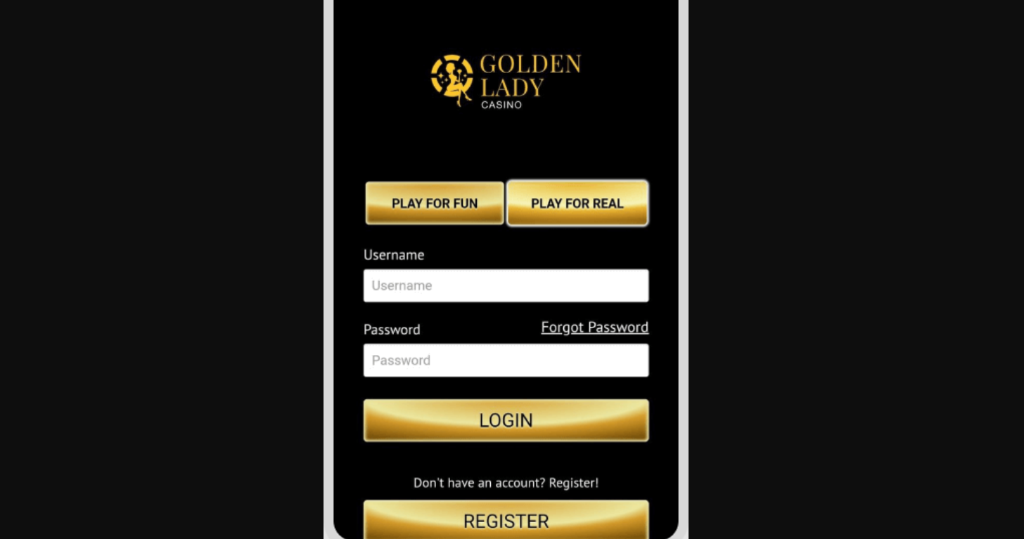 Login and registration at Golden Lady Casino 1